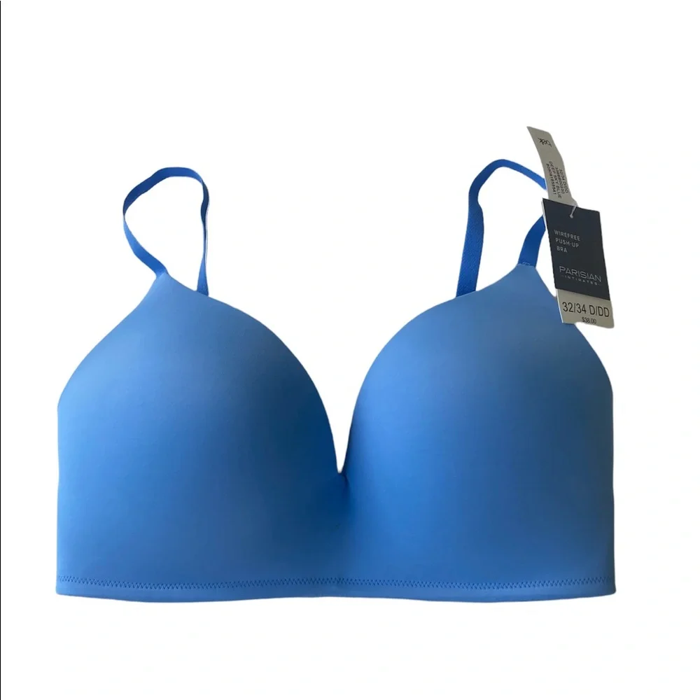 Parisian Wireless Push Up Bra 32/34 D/DD Sky Blue Padded Adjustable NWT